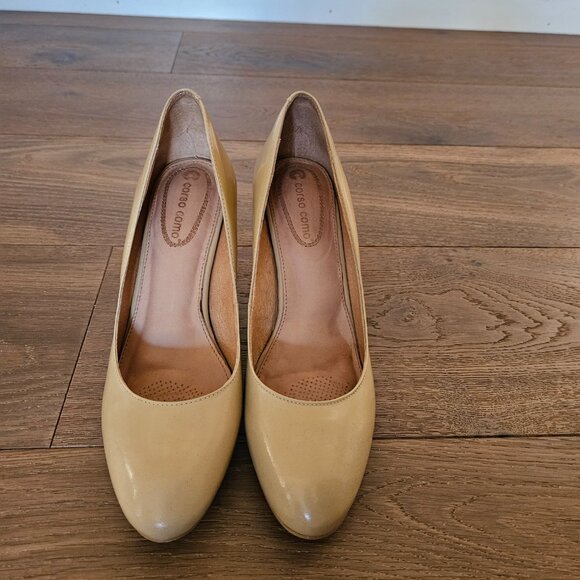 Corso Como Tan Patent Leather Heels Coffee Latte Pumps Size 9 - Picture 7 of 10